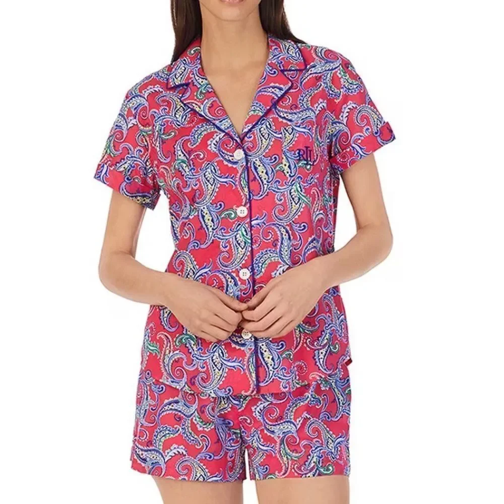 Lauren Ralph Lauren Paisley Two Piece Shorts Pajama Size XL